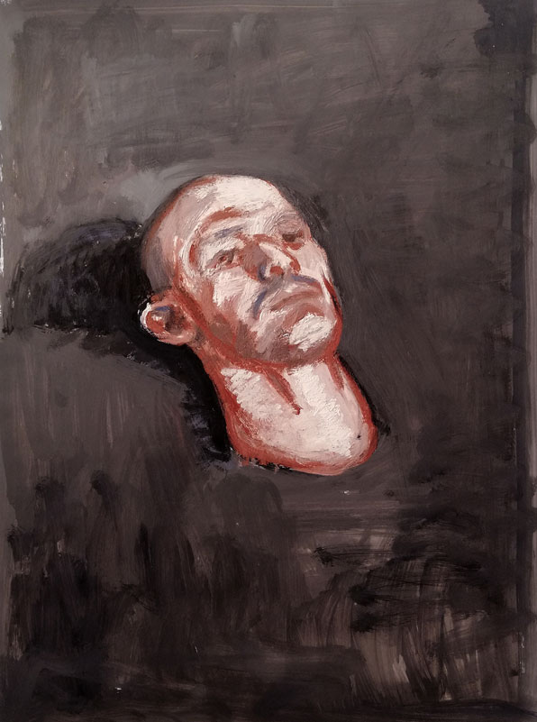 Study on a head, Oil and crayon on cardboard, 70x50cm, 2017